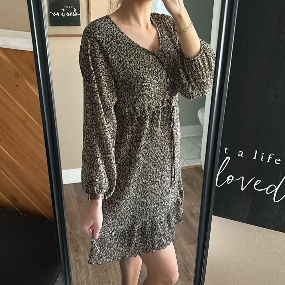 Floral Print Long Sleeve Fall Dress